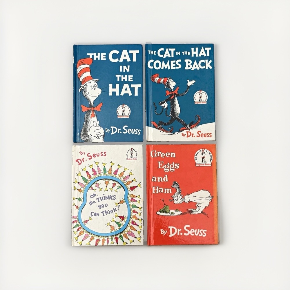 Vintage Dr. Seuss Beginner Books Lot of 4: Cat in the Hat, Green Eggs and Ham
